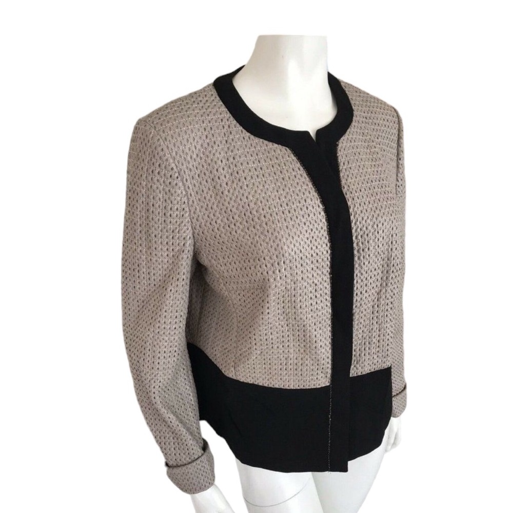 Gerry Weber Size 38 Taupe and Black Button Jacket
